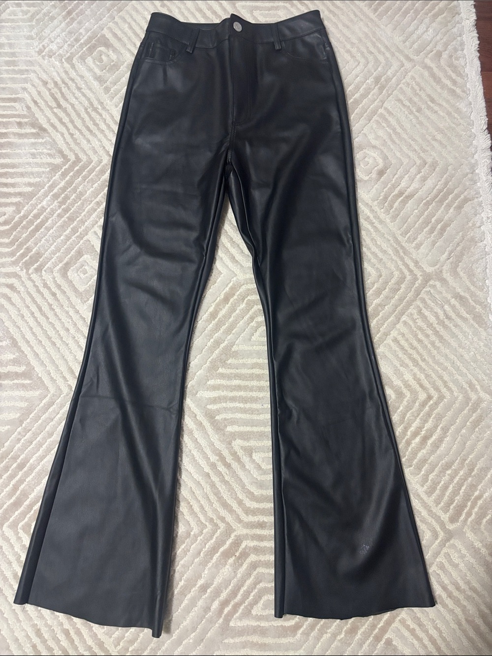 Black Faux Leather Flare Jeans NWOT